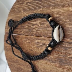 B2322 cowrie bohemian shell bracelet paracord earthy beachy natural jewelry